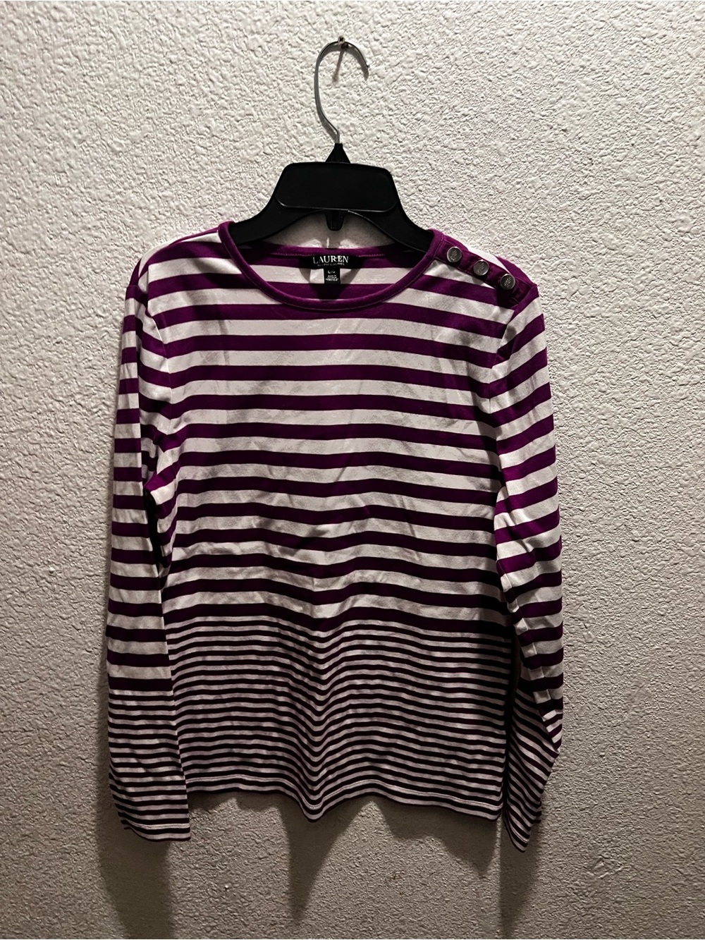 Black label Lauren Ralph Lauren Fuchsia and White Striped Knit Top